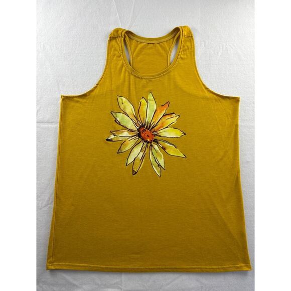 XL Yellow Razorback Tank Top with Daisy Picture - Picture 1 of 3